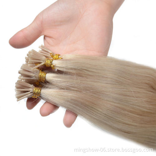 Russian i tip hair extensions silky straight